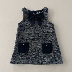 Janie and Jack 12-18 Months Baby Girl Dark Blue Bow Tweed Dress